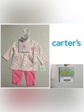 🆕CARTER’S - 3M - NWT - INFANT GIRLS 3PC PINK CHERRY SET
